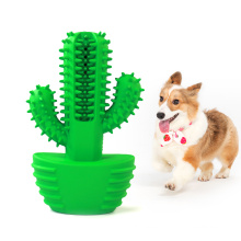 Natural rubber Pet doggy toothbrush toy stick Cactus chew squeaker dog toothbrush for oral cleaning
